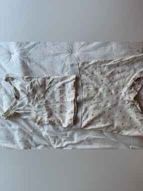 SKIMS Ivory Floral Ribbed Tank & Shorts Lounge Set